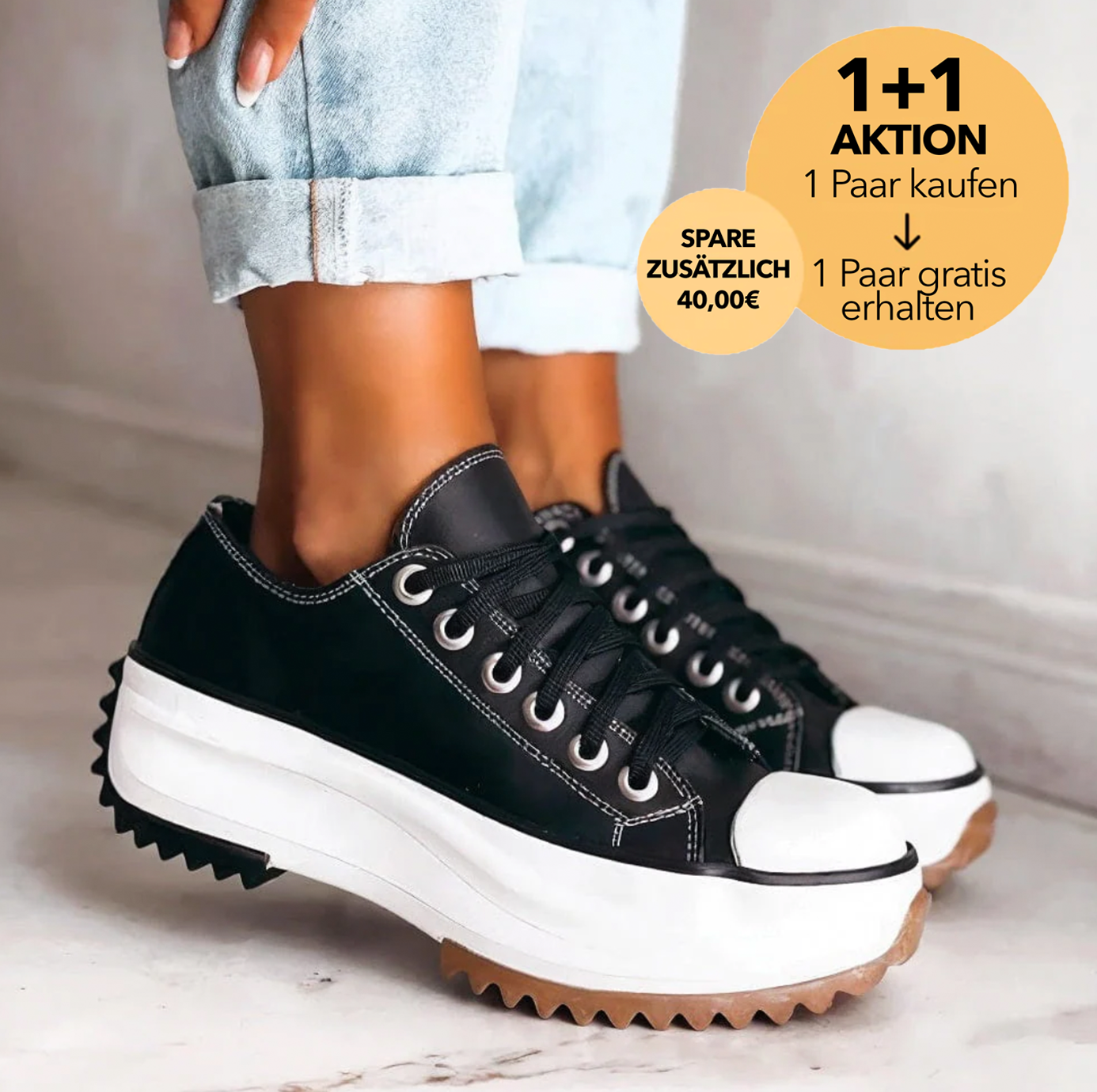 (1+1 GRATIS AKTION) Leder Plateau Schuhe für Frauen