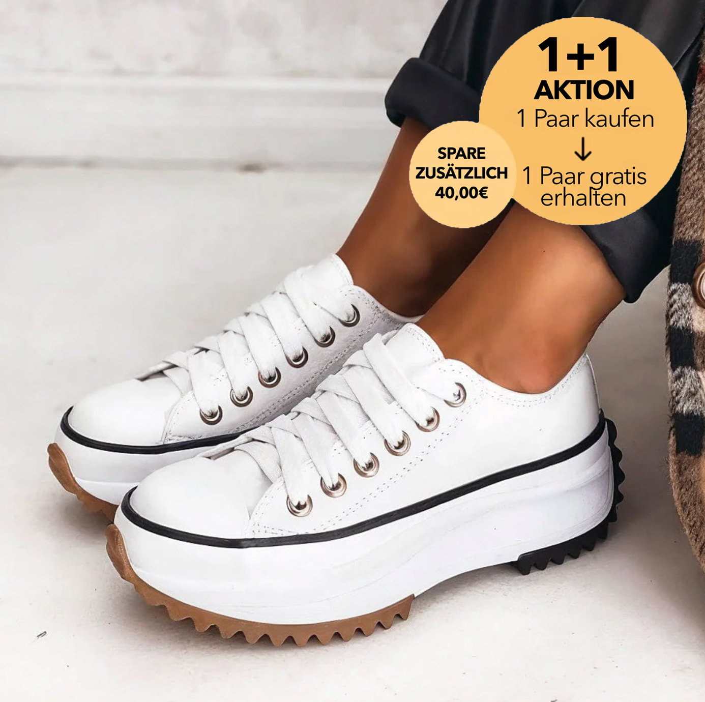 (1+1 GRATIS AKTION) Leder Plateau Schuhe für Frauen